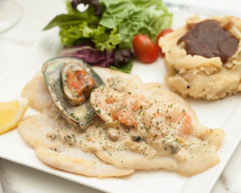 (Fish) Pan Fried Fish with Alscampi Sauce
